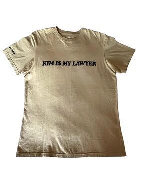 Talentless Kim Is My Lawyer Crewneck T-shirt Beige Sz Medium